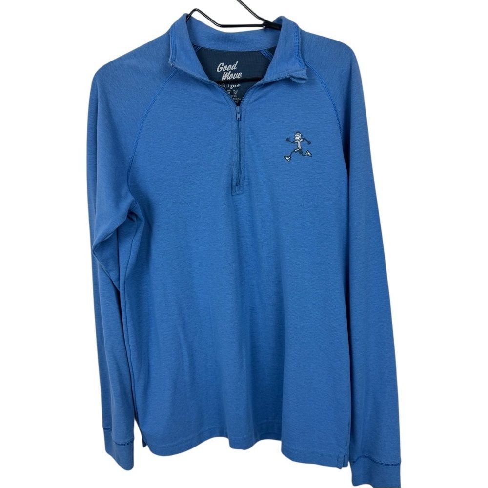 Good Move Life is Good Mens Blue Quarter-Zip Pullover M